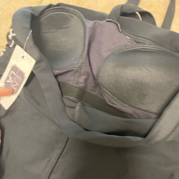 New NWT ENLA EN LA Black White Bandeau Halter Geometric One Piece Swimsuit 8 - Picture 6 of 8